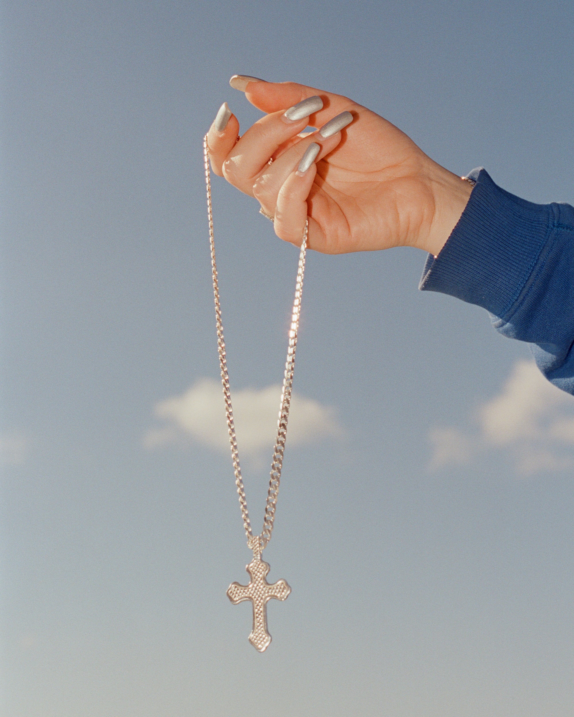 Buy Silver Big Cross Pendant. Vintage Decorated Cross With Silver Thick  Chain. Online in India - Etsy